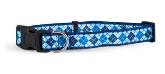 Aspen Ribbon Overlay Adjustable Dog Collar Blue 1ea/5/8In X 10-14 in, SM