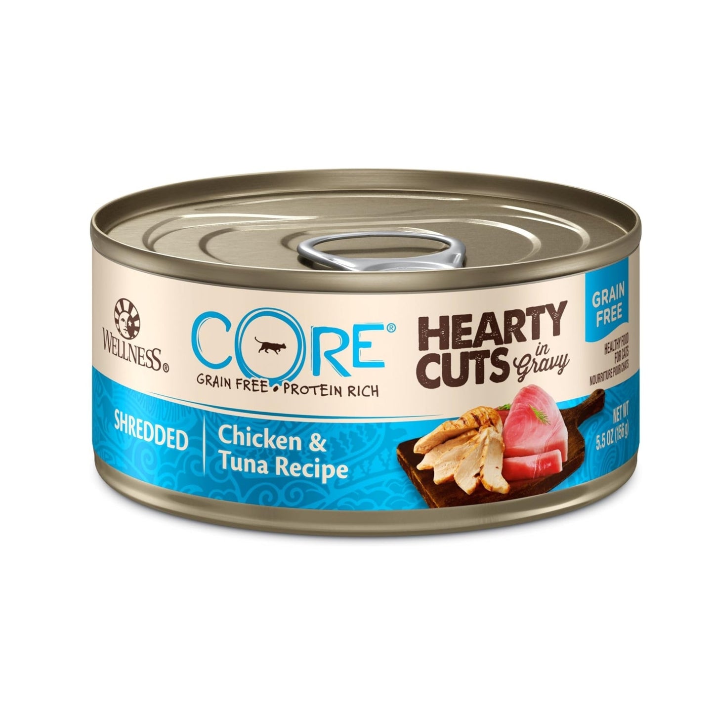 Wellness Cat Core Hearty Cuts Shredded Chicken Tuna 5.5oz. (Case of 24)