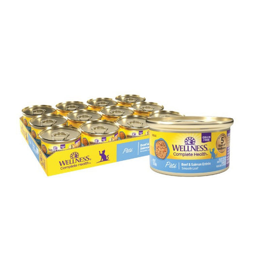 Wellness Cat Grain-free Beef Salmon Pate Complete Health 3oz. (Case of 24)