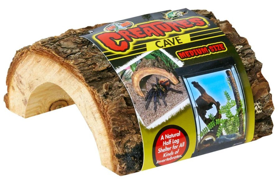 Zoo Med Creatures Cave Half Log Brown 1ea/MD