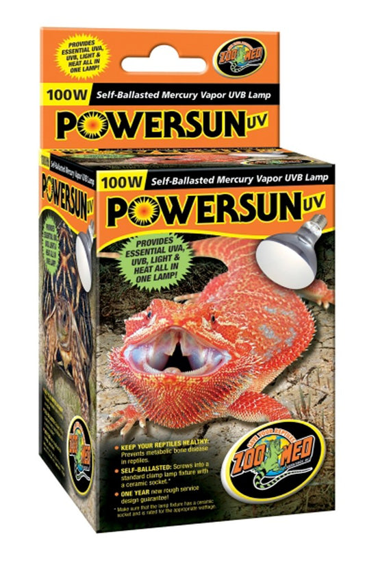 Zoo Med PowerSun UV Self-Ballasted Mercury Vapor Lamp Silver 1ea/100 W