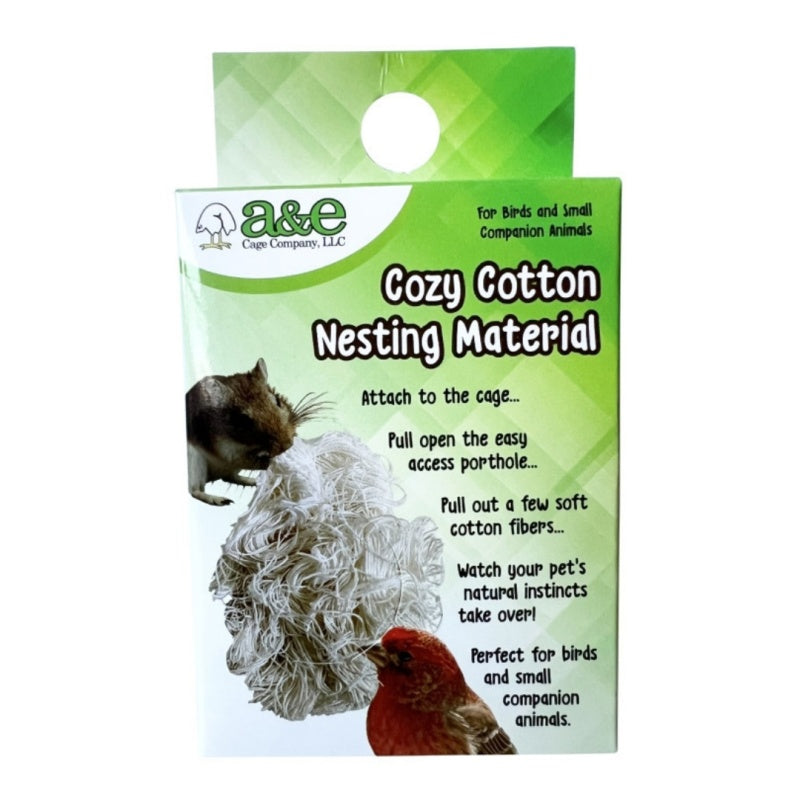 A & E Cages Cozy Cotton Nesting Material for Small Animal & Companion Bird 1ea/One Size