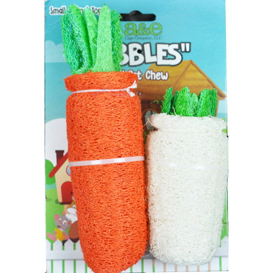 A &E Cages Nibbles Small Animal Loofah Chew Toy Large Daikon; 1ea