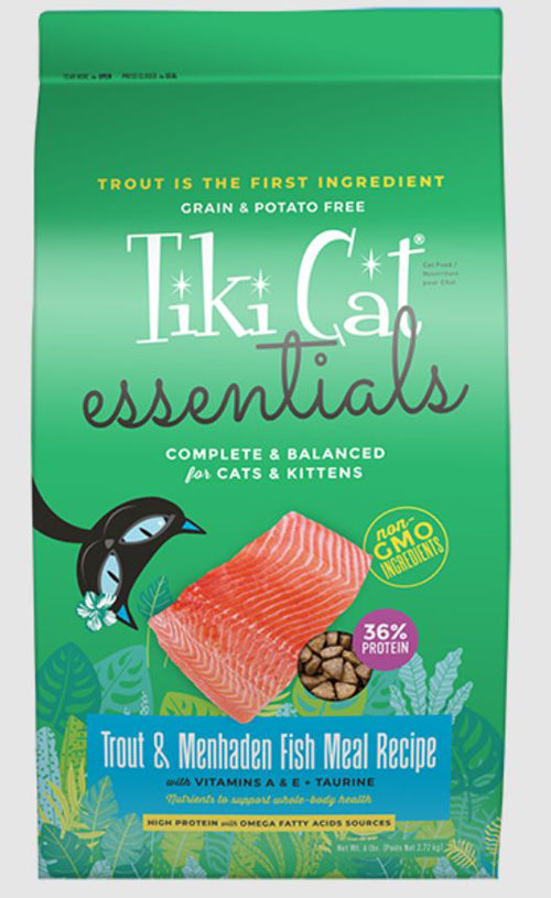 Tiki Pet Cat Essential Grain Free Trout Menhaden Fish 6Lb