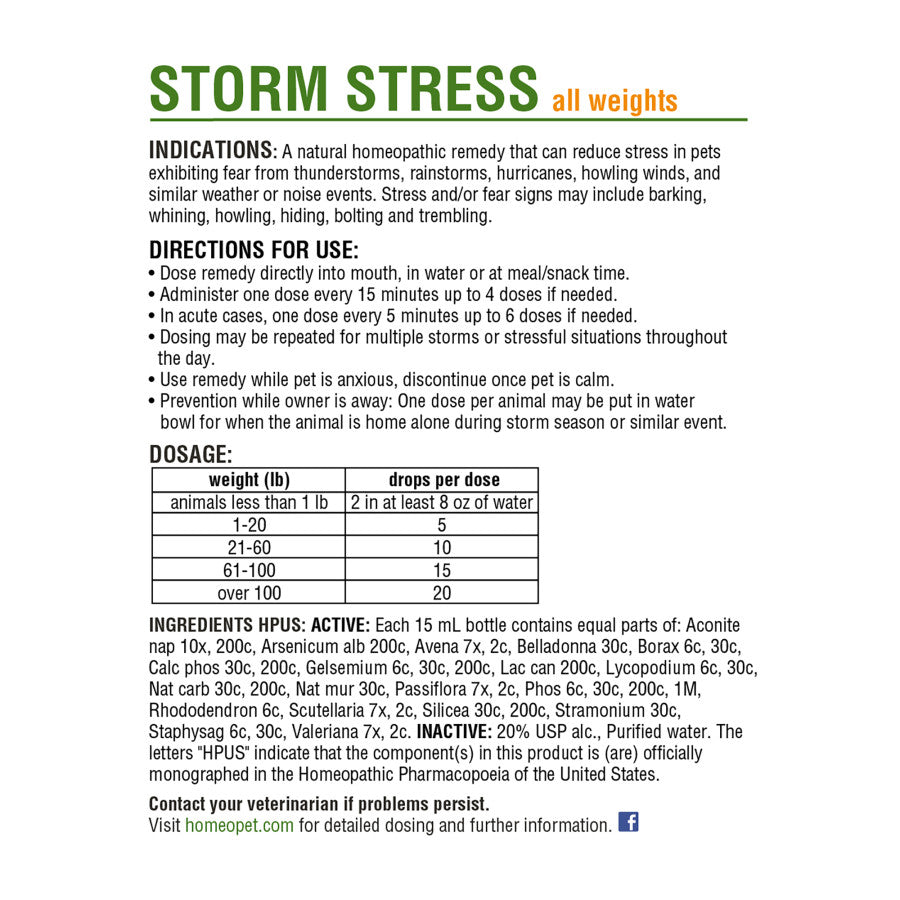 HomeoPet Storm Stress 1ea/15 ml