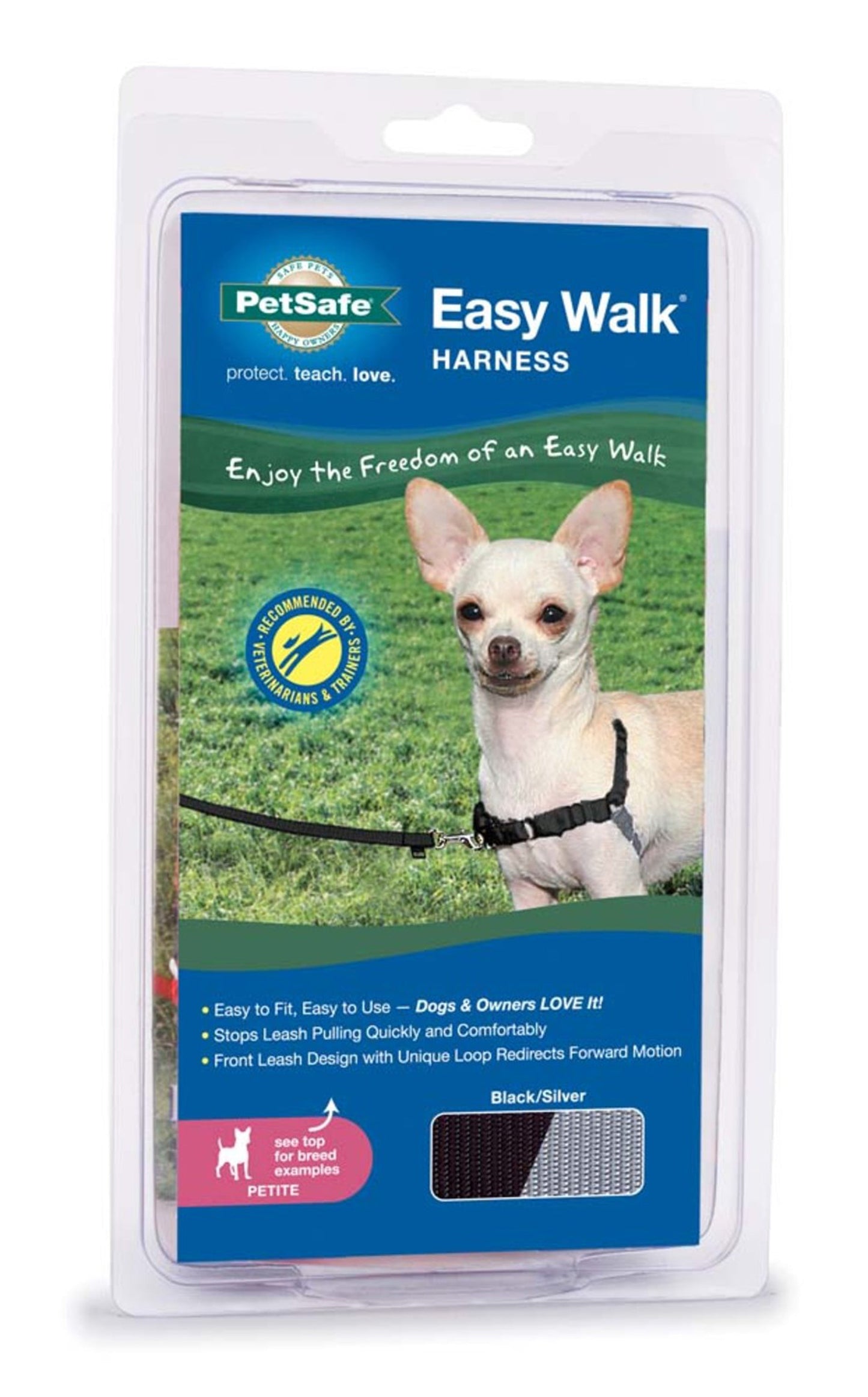 PetSafe Easy Walk Dog Harness Black/Silver 1ea/Petite