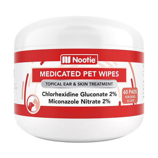 Nootie Dog Cat Dermatology Solutions Antibacterial Pads 60 Count