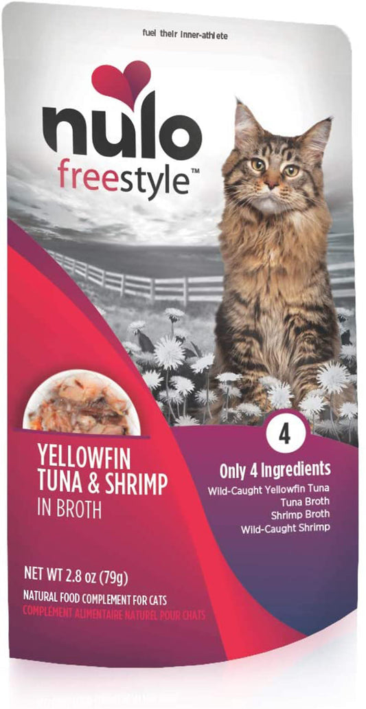 Nulo Freestyle Silky Mousse Cat Food Topper Yellowfin Tuna & Shrimp 24ea/2.8 oz