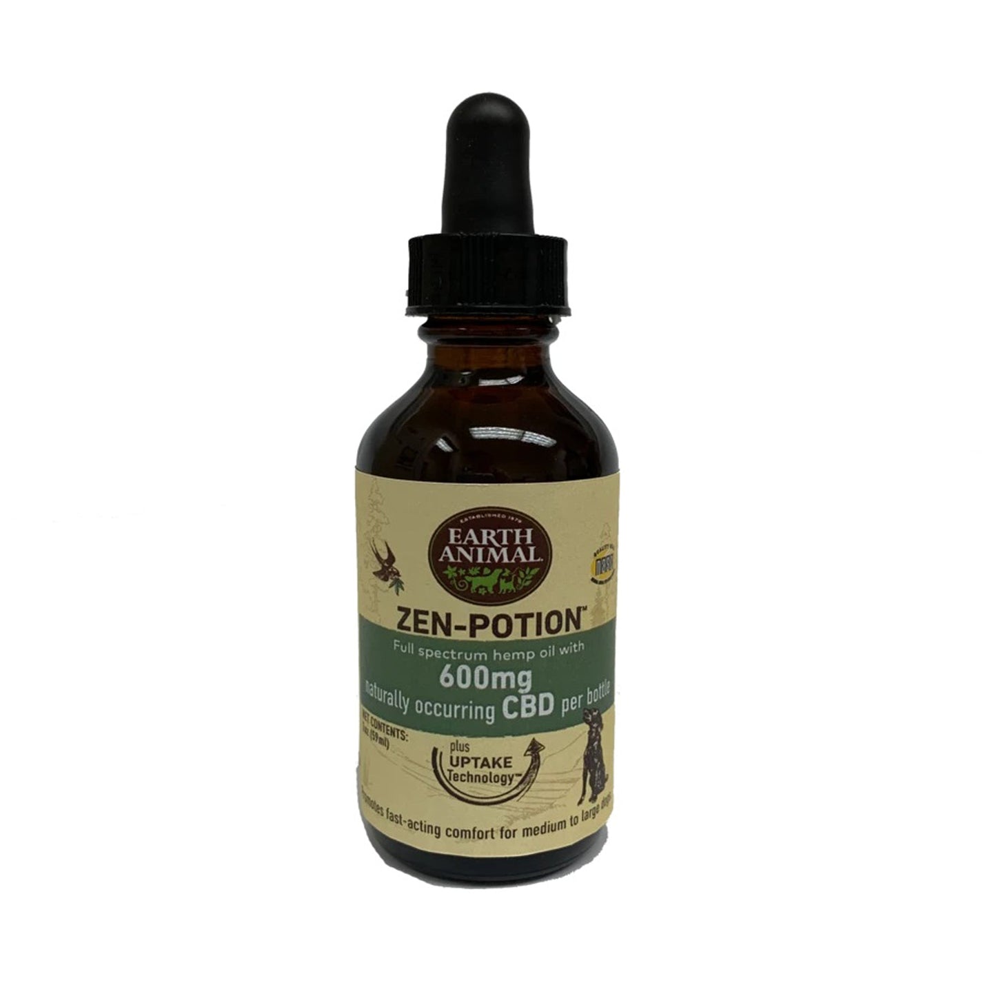 Earth Animal NatureS Comfort Potion For Dogs And Cats - Full Spectrum Hemp Oil Drops With Naturally Occurring Cbd, 600Mg