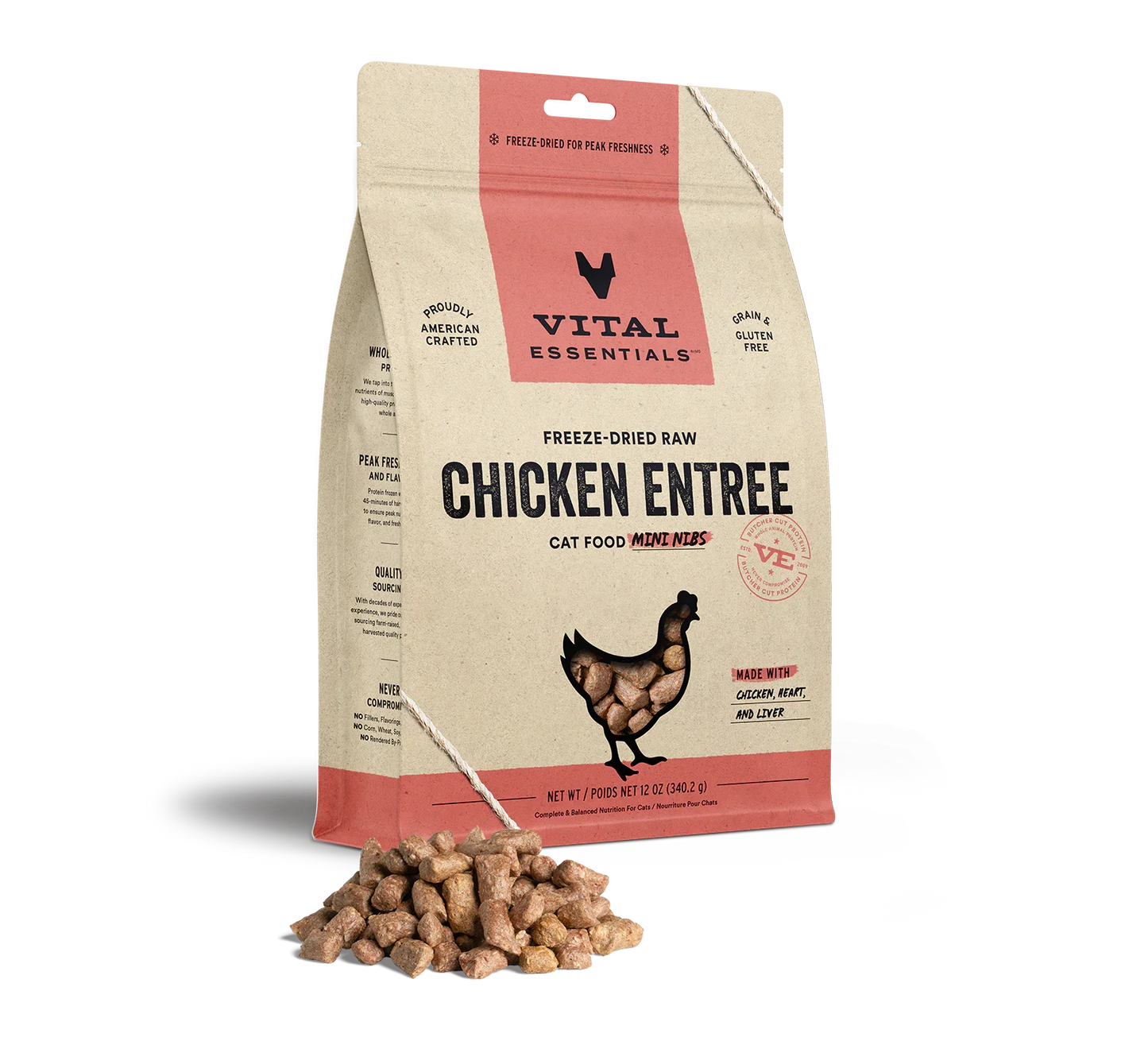 Vital Essentials Cat Freeze Dried Mini Nibs Chicken 12oz.