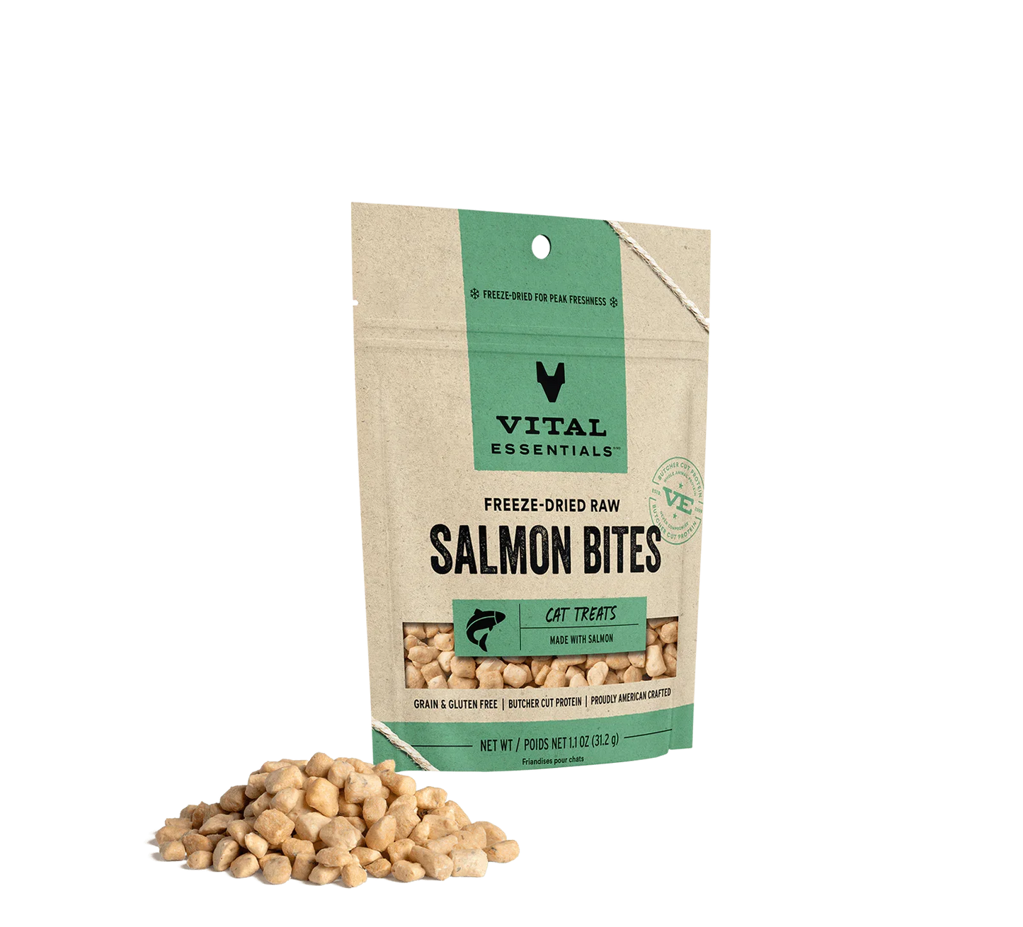 Vital Essentials Cat Freeze-Dried Treat Bites Salmon 1.1oz.