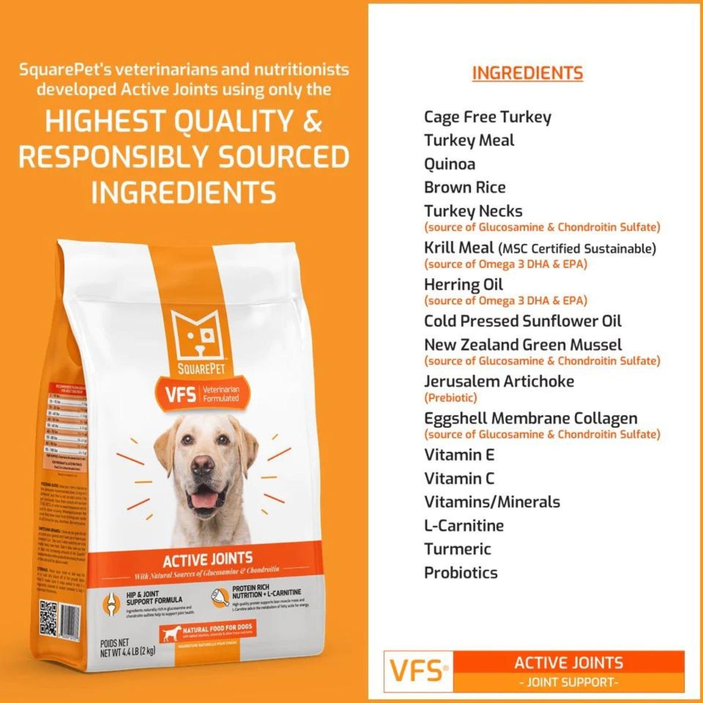 Square Pet VFS Dog Active Joints Formula 4.4Lb