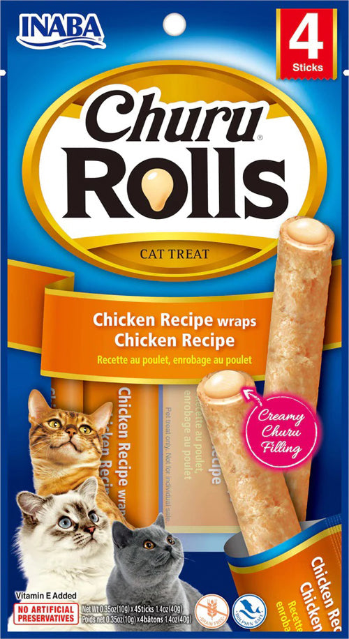 **Inaba Cat Churu Rolls Chicken Wrap Chicken -1.04oz. (6 Count)