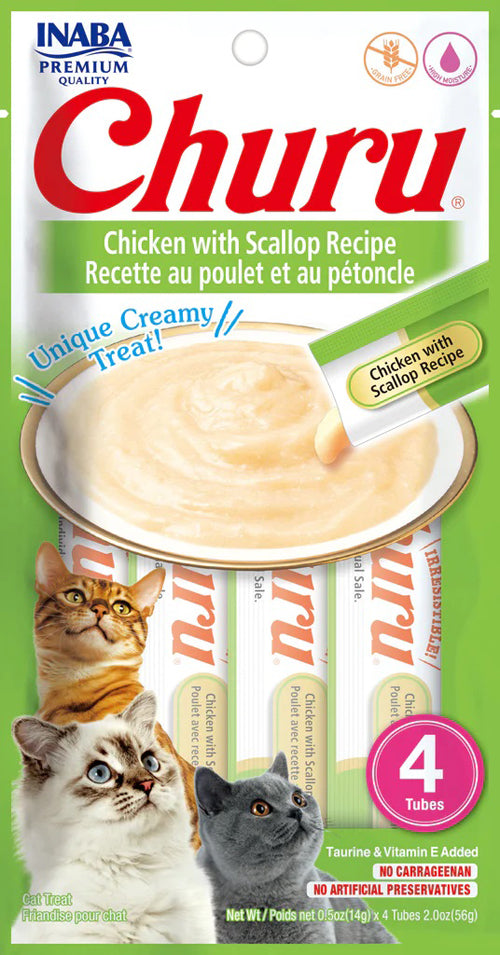 **Inaba Cat Churu Puree Chicken Scallop 0.52Oz/6Ct